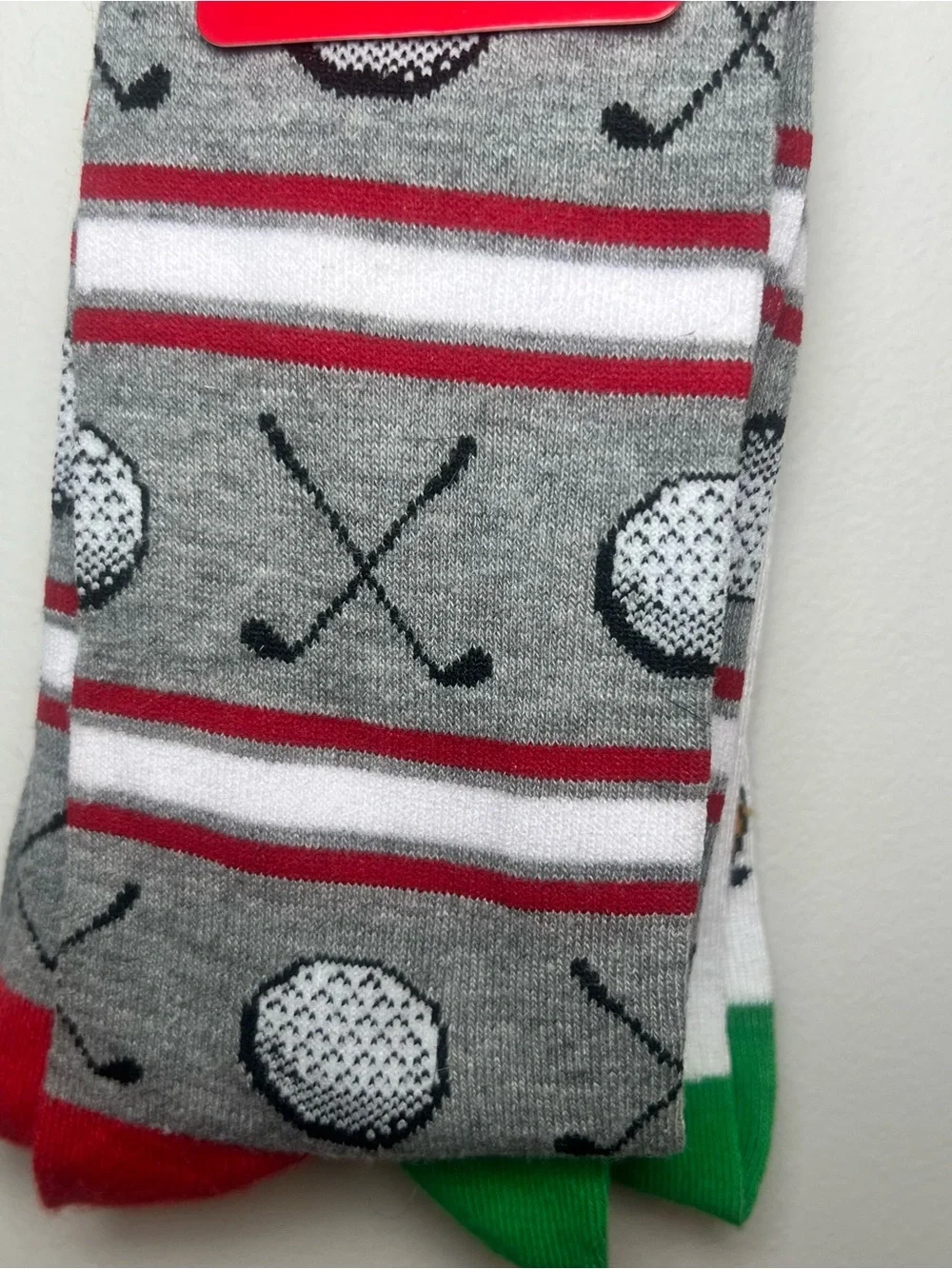 Men's Gray and White Santa Golf Crew Socks